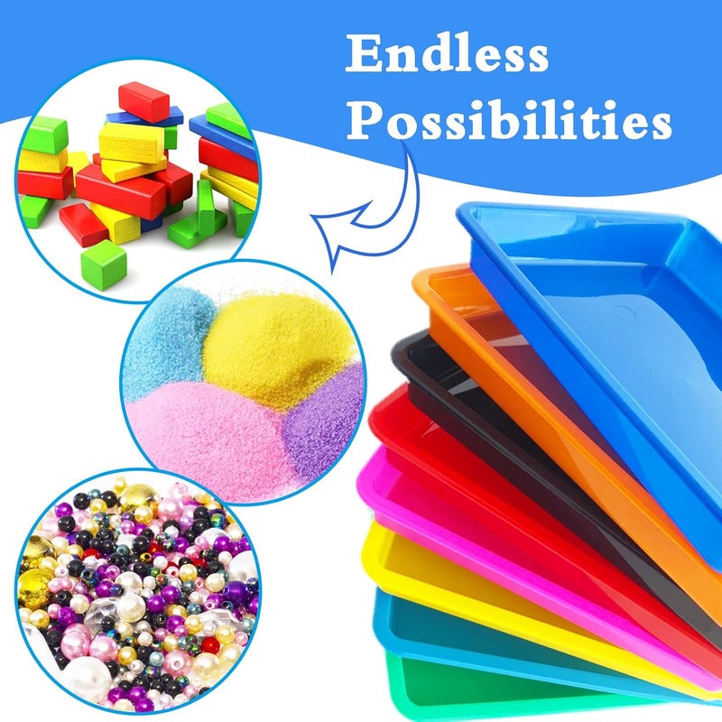 Bvrbaory 10 Pack Plastic Art Trays: 8 Color Sensory Trays for Kids Crafts & DIY Projects - Image 5
